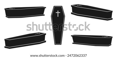 Coffin icon set. coffin with different view angle. vector illustration isolated on white background.