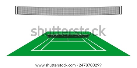 tennis court and net set vector illustration isolated on white background.