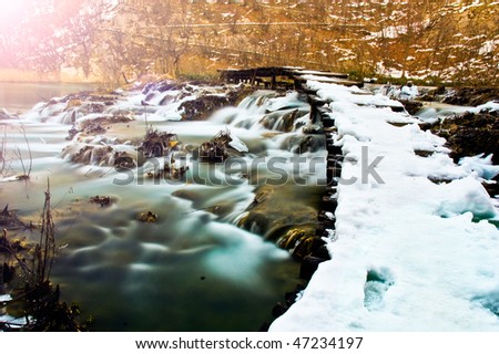 Winter creek in the national park Plitvicka Jezera - Croatia