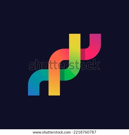 Labs modern logo design vector illustration. Icon for science technology. Gradient colorful abstract branding DNA symbol visual identity.