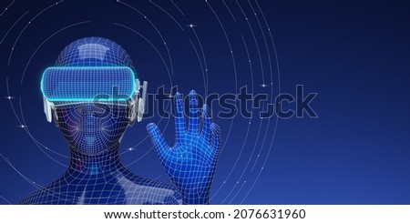 The metaverse concept of future meta-technology engineers.3d rendering illustration design character wireframe for networking, innovation, online communication. Photo stock © 