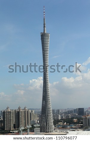 GUANGZHOU -  The Guangzhou Tower (600 m) on Oct. 7, 2011. It is a TV tower,The China's first tower. located at new city axis intersection ,Guangzhou