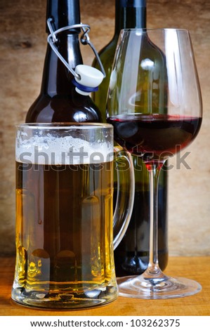 Beer and wine alcohol drinks