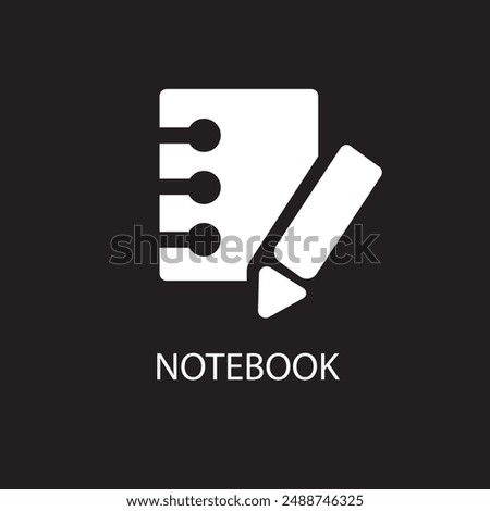 Agenda book icon for web. Simple school agenda with title sign web icon silhouette with invert color. Spiral binding notebook solid black icon vector design. School supplies symbol vector design