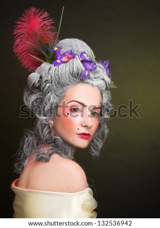 Victorian lady. Young woman in eighteenth century image.