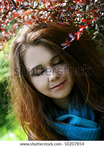 Young pretty plump woman with closed eyes