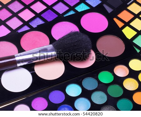 Professional cosmetics. Eye-shadow,rouge,powder.