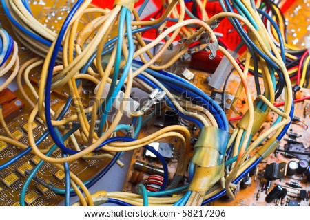 Old computer board and conductors.