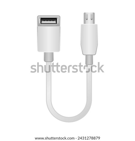 This is an illustration of Micro USB Type-B 2.0 from the white conversion cable_USB Type-A 2.0 Femalee.