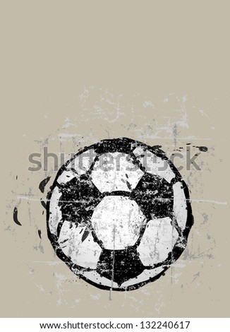 grungy soccer ball illustration, free copy space