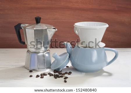 vintage coffee  makers, espresso machine and coffee filter