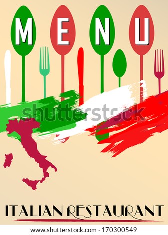 Menu for Italian restaurant, free copy space