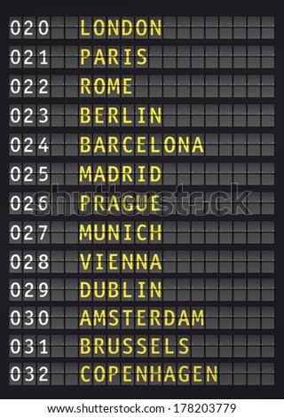airport flight information, travel europe concept