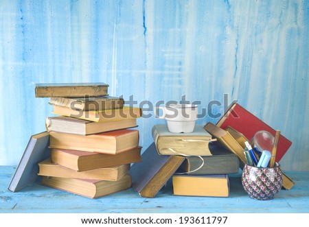 vintage books, reading,learning, literature concept, free copy space