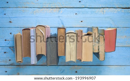 vintage books, top view, free copy space