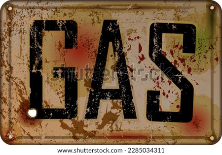 Vintage super grungy american gas station sign, retro distressed and weathered vector illustration