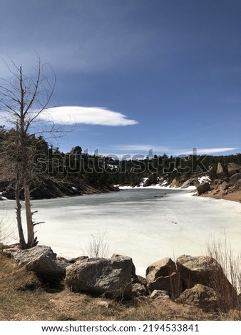 Frozen reservoir in winter at Curt Gowdy State park in southeastern Wyoming Imagine de stoc © 