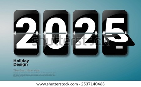 Happy New Year 2025 greeting card design template. End of 2024 and beginning of 2025. The concept of the beginning of the New Year