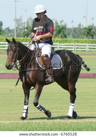 polo player on horse from The Palm Challenge Cup semi final at Grand Champions Polo Club