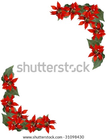 Christmas Border Frame Of Poinsettia Flowers 2 Corner Design Stock ...