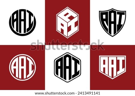 AAI initial letter geometric shape icon logo design vector. monogram, lettermark, circle, polygon, shield, symbol, emblem, elegant, abstract, wordmark, sign, art, typography, icon, geometric, shape