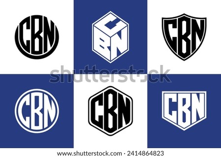 CBN initial letter geometric shape icon logo design vector. monogram, lettermark, circle, polygon, shield, symbol, emblem, elegant, abstract, wordmark, sign, art, typography, icon, geometric, shape