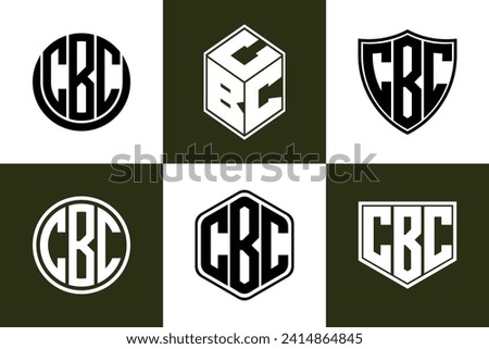 CBC initial letter geometric shape icon logo design vector. monogram, lettermark, circle, polygon, shield, symbol, emblem, elegant, abstract, wordmark, sign, art, typography, icon, geometric, shape