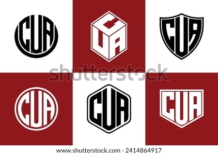 CUA initial letter geometric shape icon logo design vector. monogram, lettermark, circle, polygon, shield, symbol, emblem, elegant, abstract, wordmark, sign, art, typography, icon, geometric, shape