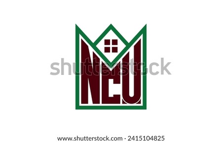 NCU initial letter real estate builders logo design vector. construction ,housing, home marker, property, building, apartment, flat, compartment, business, corporate, house rent, rental, commercial 