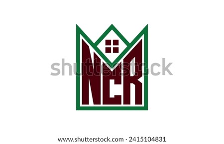 NCR initial letter real estate builders logo design vector. construction ,housing, home marker, property, building, apartment, flat, compartment, business, corporate, house rent, rental, commercial 