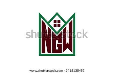 NGW initial letter real estate builders logo design vector. construction ,housing, home marker, property, building, apartment, flat, compartment, business, corporate, house rent, rental, commercial 