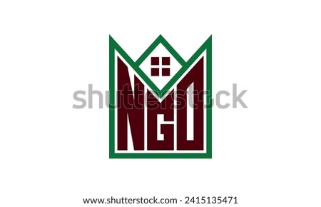 NGO initial letter real estate builders logo design vector. construction ,housing, home marker, property, building, apartment, flat, compartment, business, corporate, house rent, rental, commercial 