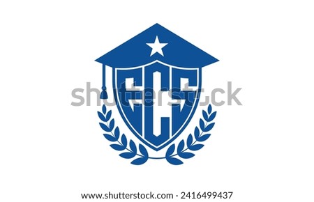 ECS initial letter academic logo design vector template. monogram, abstract, school, college, university, graduation, symbol, shield, model, institute, educational, coaching canter, tech, sign, badge