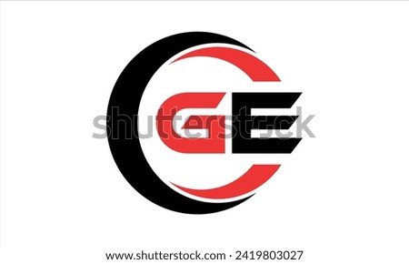 GE initial letter creative circle icon swoosh logo design vector. monogram, lettermark, circle, calligraphy, symbol, emblem, elegant, abstract, wordmark, sign, art, typography, icon, minimal, premium