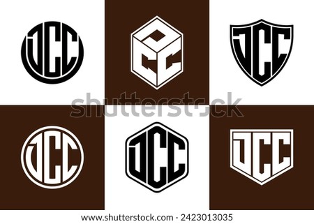 DCC initial letter geometric shape icon logo design vector. monogram, lettermark, circle, polygon, shield, symbol, emblem, elegant, abstract, wordmark, sign, art, typography, icon, geometric, shape