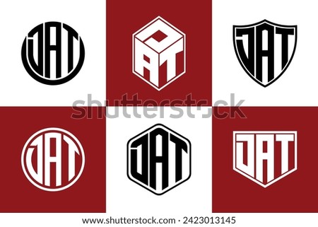 DAT initial letter geometric shape icon logo design vector. monogram, lettermark, circle, polygon, shield, symbol, emblem, elegant, abstract, wordmark, sign, art, typography, icon, geometric, shape