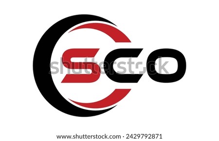 SCO initial letter creative circle shape icon swoosh logo design vector template. monogram, lettermark, circle, calligraphy, symbol, emblem, elegant, abstract, wordmark, sign, art, typography, fashion