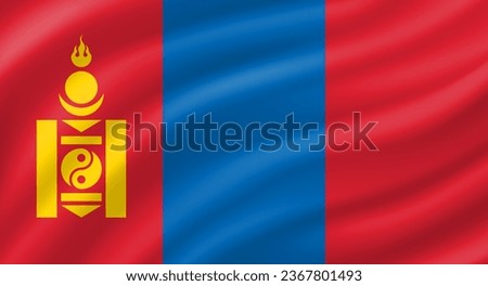 Mongolia flag waving. Background. Vector