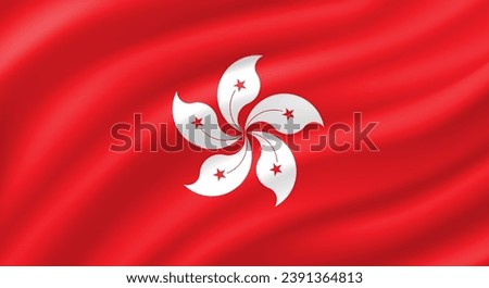 Hong Kong flag waving. Background. Vector