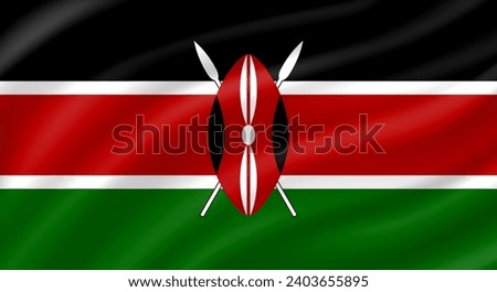 Kenya flag waving. Background. Vector