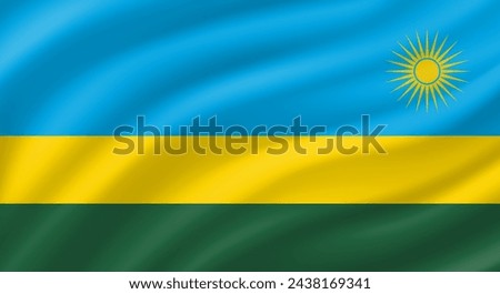 Rwanda flag waving. Background. Vector