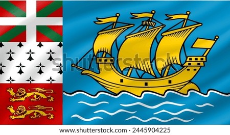 Saint Pierre and Miquelon flag waving. Background. Vector