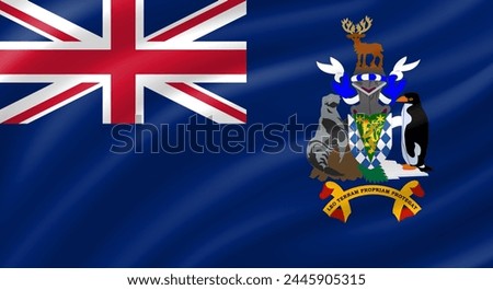 South Georgia and the South Sandwich Islands flag waving. Background. Vector