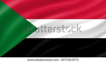 Sudan flag waving. Background. Vector