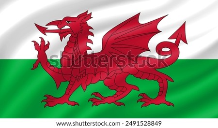 Wales flag waving. Background. Vector