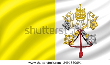 Vatican City Holy See flag waving. Background. Vector