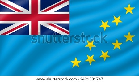 Tuvalu flag waving. Background. Vector