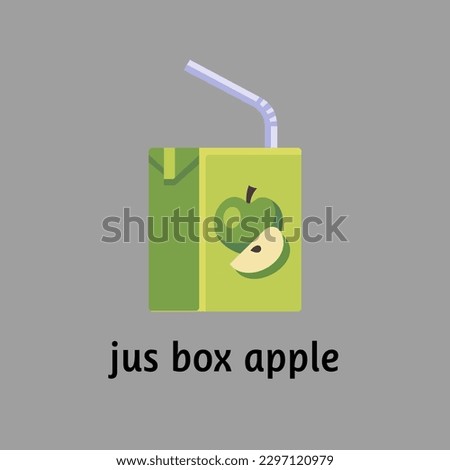 Apple Juice box flat icon. Simple vector illustration of juice pack with straw isolated on gray background for design and web.