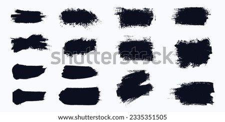 Vector brush strock set black paint. Collection text boxes for banner and poster illustration