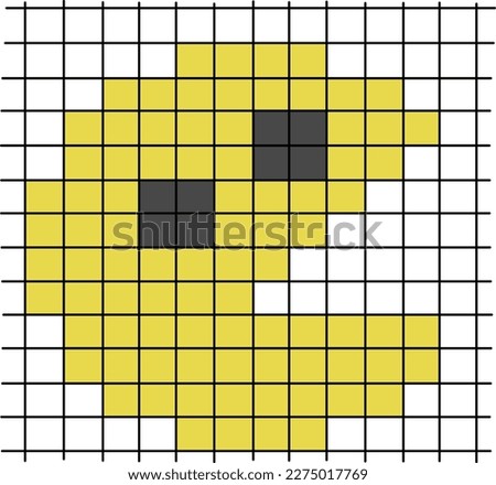 8-bit style pacman emoji illustration on a white checkered background